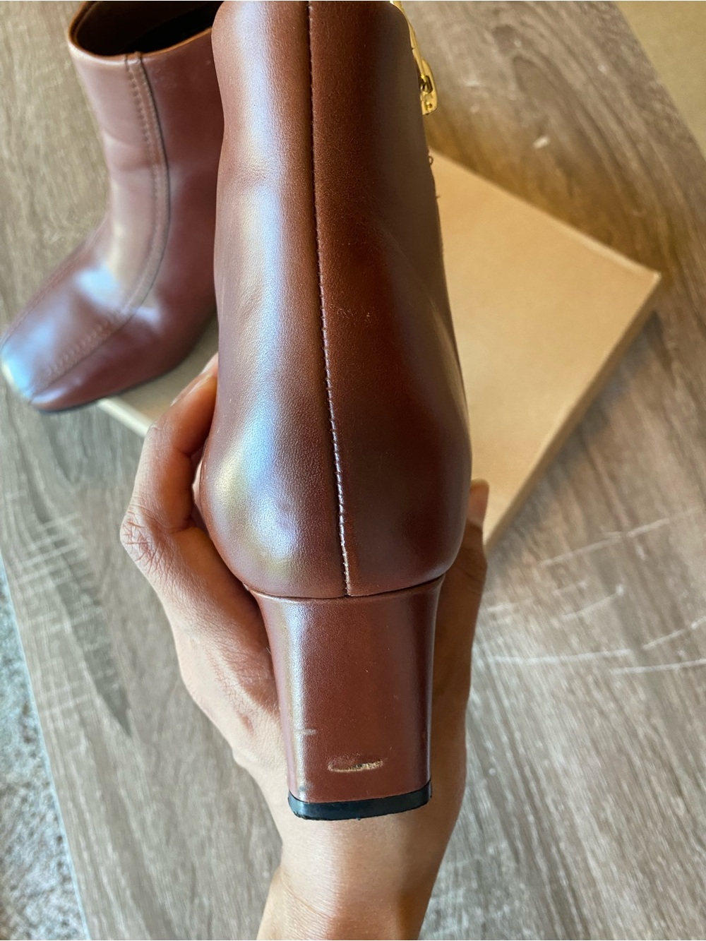 Clarks Leather Women's Brown Ankle Boots with Side Zip - Picture 9 of 10